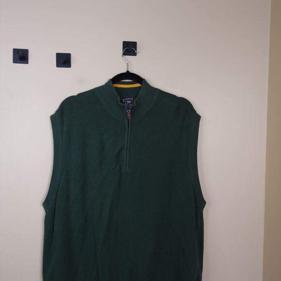 T Harris London Quarter Zip Golf Sweater Vest in Green Size XL - Picture 2 of 7